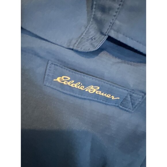 Eddie Bauer Womens Blue Sleeveless Button-Down Shirt Large Polyester - Picture 3 of 12